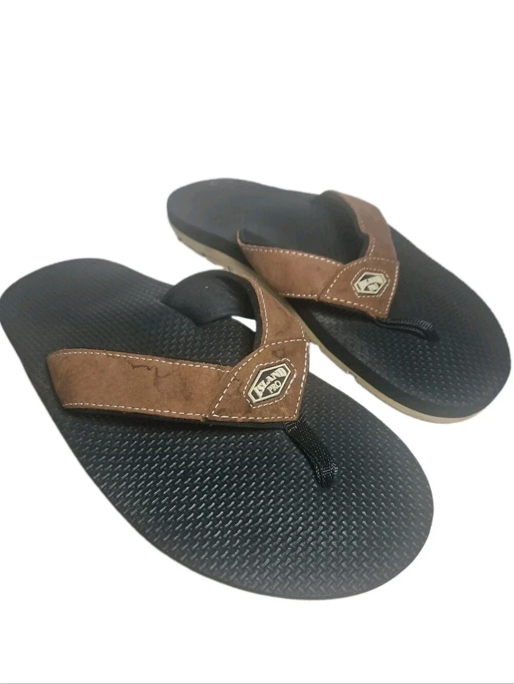 Island Pro Leather Sandal Men Size12 Brown MADE IN HAWAII Flip Flops Sandals [8B